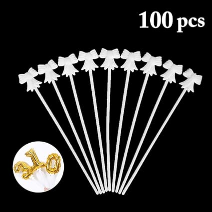 Coxeer 100PCS Balloon Stick Portable Plastic Bowknot Balloon Holder Foil Balloon Rod for Balloon