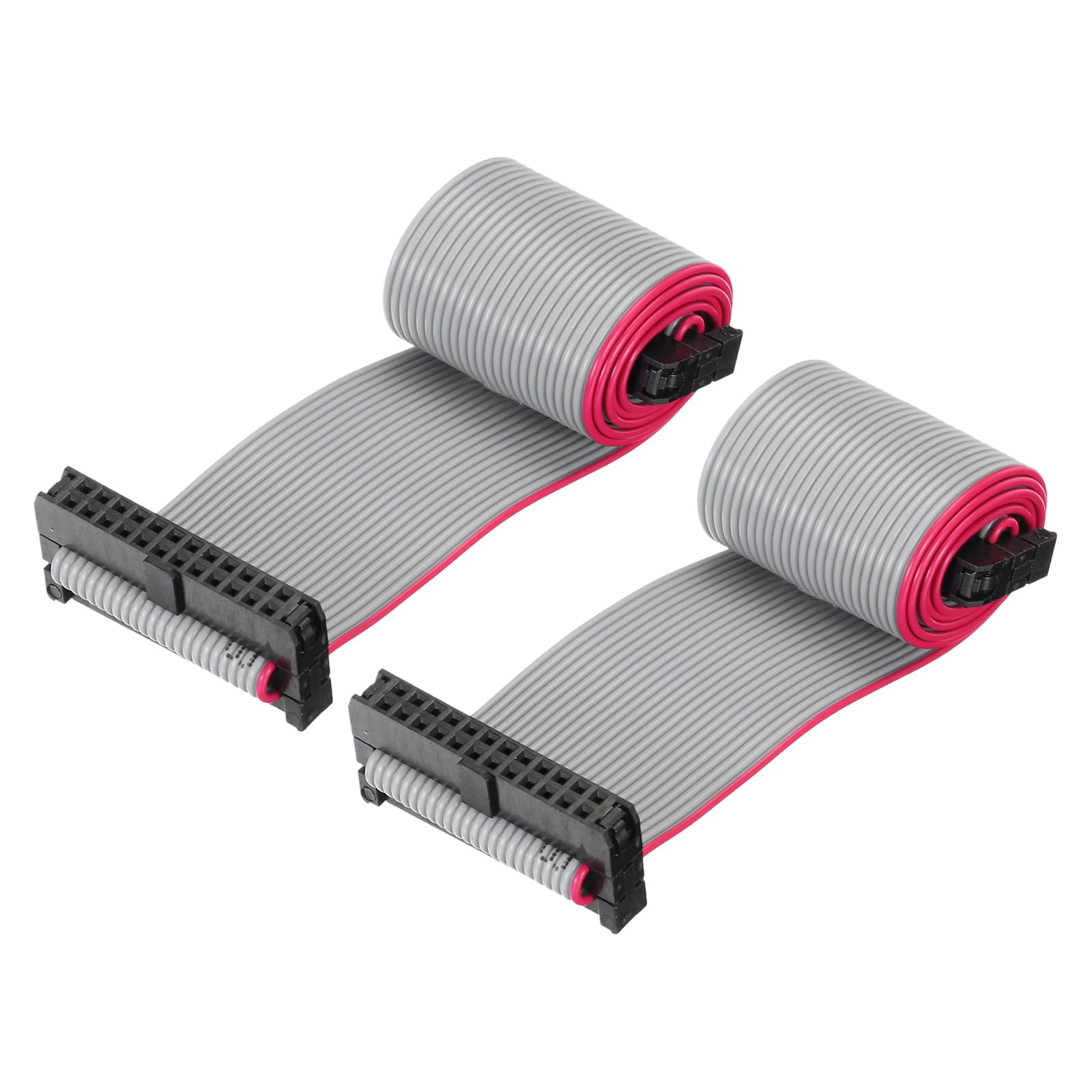 Photo 1 of MECCANIXITY IDC 24Pin Flat Ribbon Cable, 2.0mm Pitch FC to FC Connector 30cm Length Grey Jumper Wire for Computer LED Display DVD, 2Pcs