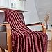 Bertte Plush Throw Super Soft Fuzzy Warm Blanket | 330 GSM Lightweight Fluffy Cozy Luxury Decorative Stripe Blanket for Bed Couch - 50