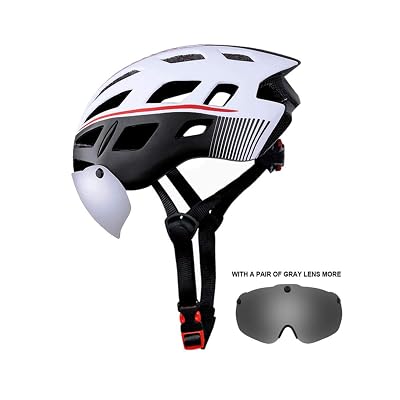 bike helmet with detachable magnetic visor shield goggles Victgoal USB Rechargeable Rear Light Removable Sun Mountain Road Bicycle Helm not only can protect eyes from sunlight Vakole Integrally Molded Bicycle Helmet