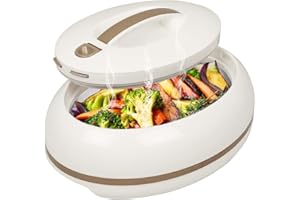 Elegant Large Oval Insulated Casserole Carrier Dish- One Hand Open Lid- 3.15 qt. Luxury Hot Pot Food Warmer/Cooler -Thermal S