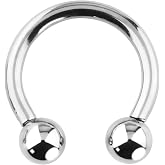 Forbidden Body Jewelry 14G-16G Solid Titanium Internally Threaded Horseshoe Ring for Cartilage/Septum