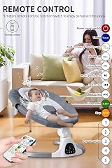HoldOneLight Adjustable Height Baby Swing with Bluetooth 5 Speeds 3 Seats Grey view 3
