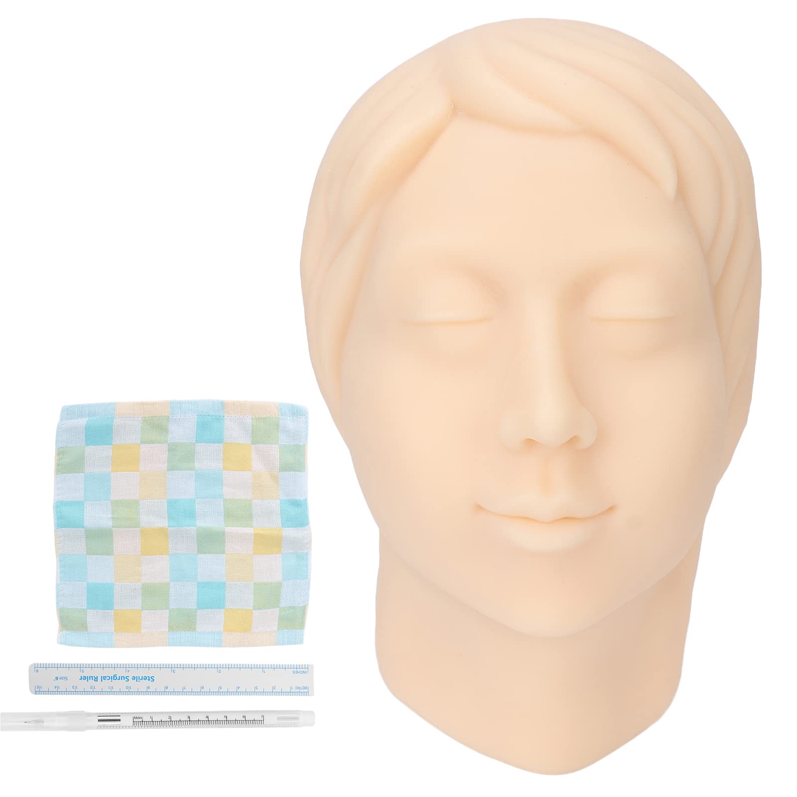 Lash Mannequin Head, Soft Reusable Silicone Mannequin Head, Practice Training Head, Injection Training Silicone Mannequin Face Model for Eyebrow Tattoo Hairdressing Practice