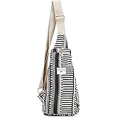 Suman Enterprises Hemp Sling Backpack- Hemp Cross body Bag- Hemp Shoulder Backpack Adjustable Strap for Men & Women (Black & White)