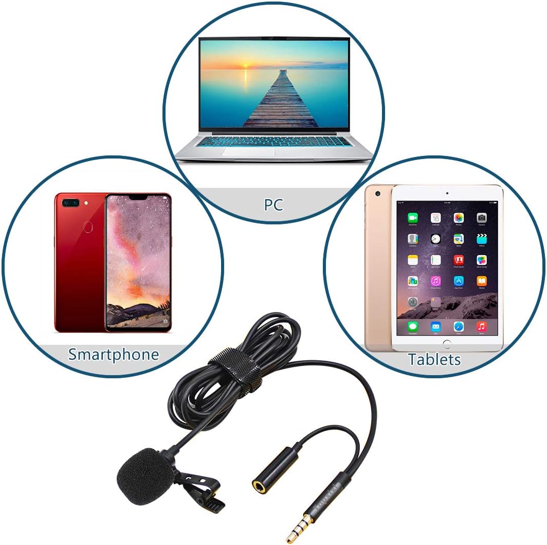 Topxixi Lavalier Microphone Upgraded 2in1 with Earphone Jack, Clip-on Omnidirectional Condenser Mic for Android Smartphone iPhone Recording Video/YouTube/Interview: Home Audio & Theater