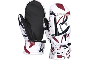 Safesense Ski Mittens for Adults, 3M Thinsulate Ski Gloves, Built-in 5-Finger Waterproof Windproof Warm Insulated Winter Gloves for Women & Men Skiing Snowboard