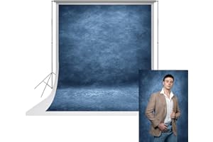 UrcTepics 8×10ft Abstract Dark Blue Fabric Photography Backdrop for Studio, Headshot, Senior Portrait, School, Yearbook, Grad