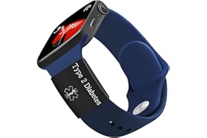Uloveido Black Type 2 Diabetes Medical Alert Tag for Men Women Personalized Engraved ID Tag for Watch Band Identification Medical Tag for Sport Smartwatch Y4313