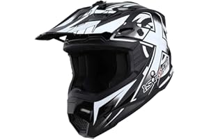 1Storm Adult Motocross Helmet BMX MX ATV Dirt Bike Four Wheeler Quad Motorcycle Full Face Helmet Racing Style: HF801 Sonic White