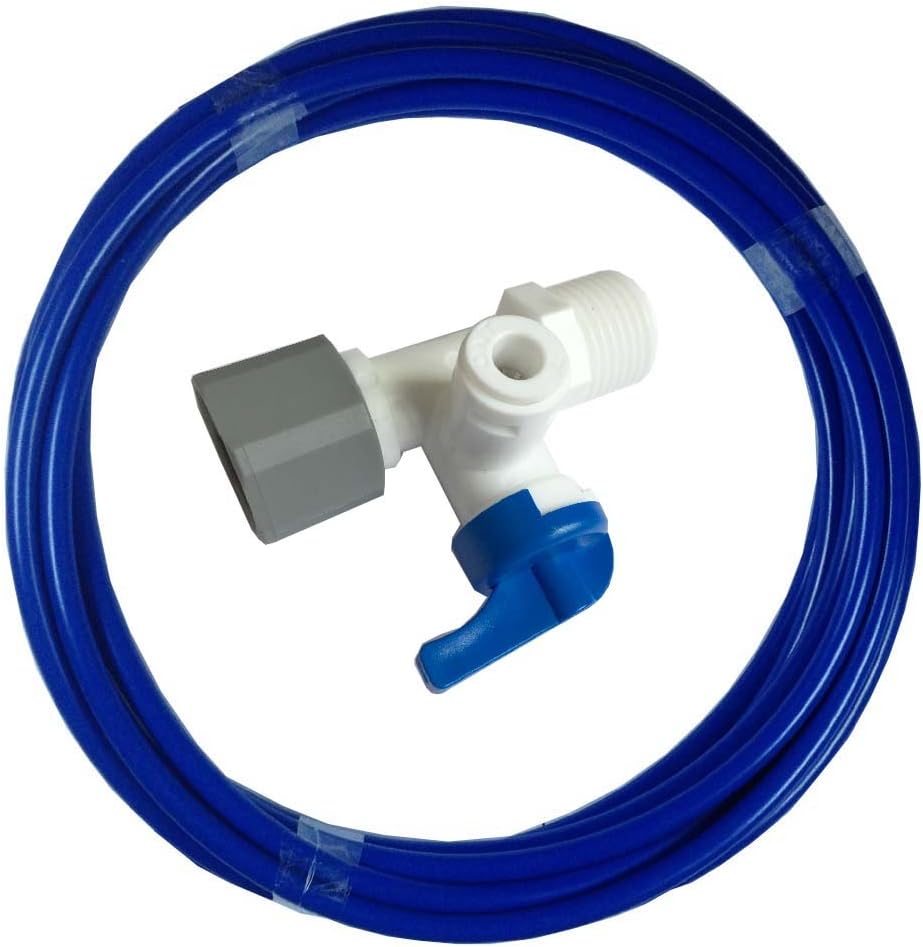 Water Tube Fittings Quick connector,Angle Stop Adapter Valve (1/2-Inch by 1/2-Inch by 1/4-Inch),1/4" RO Water Tubing 5 Meters,For Home/Commercial Water Filtration fittings.