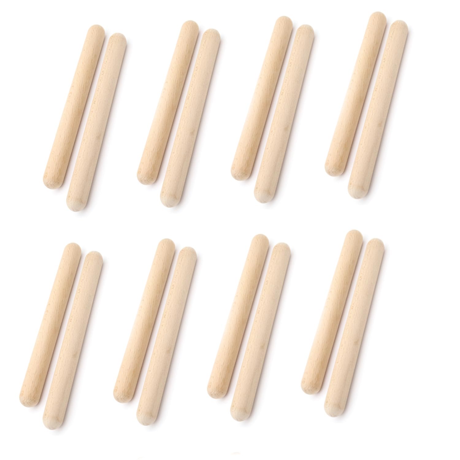 KOMUNJ 8 pairs Wood Rhythm Sticks, Musical Instrument Classical Rhythm Sticks Percussion Rhythm Sticks, Rhythm Sticks Musical Gift for Kids Children Beginner, Size:20 * 2cm/7.87 * 0.78inch