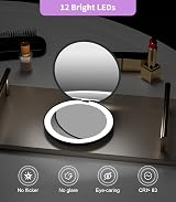WOBSION Compact Mirror with Light 1X/10X Magnification LED Pocket Mirror Black view 5