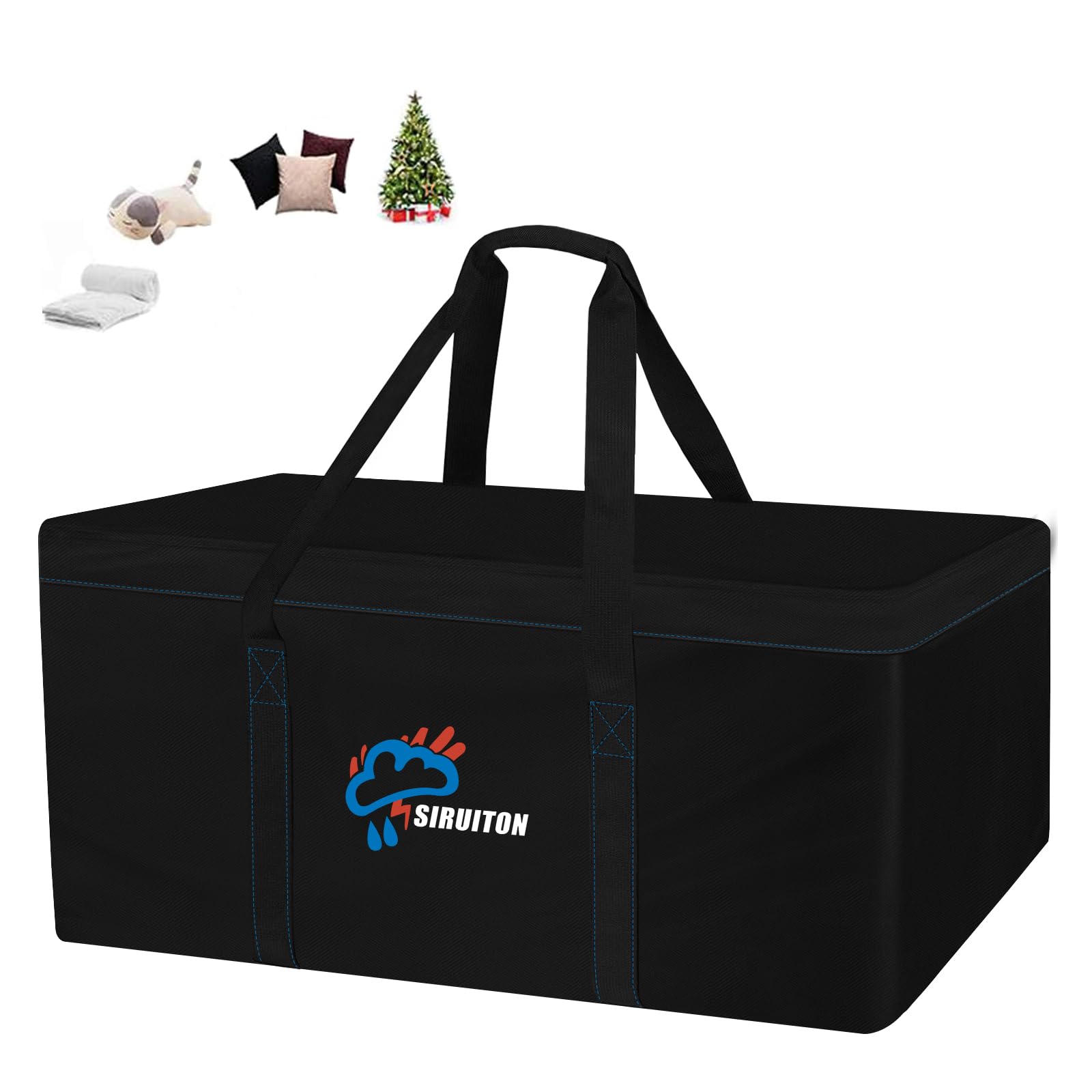 SIRUITON 130x40x60cm Garden Furniture Cushion Storage Bag, Patio Cushion Storage Bags,Heavy Duty Rip Proof 600D Oxford Fabric Waterproof, Anti-UV, Christmas Tree Storage Bag with Handle and Zipper