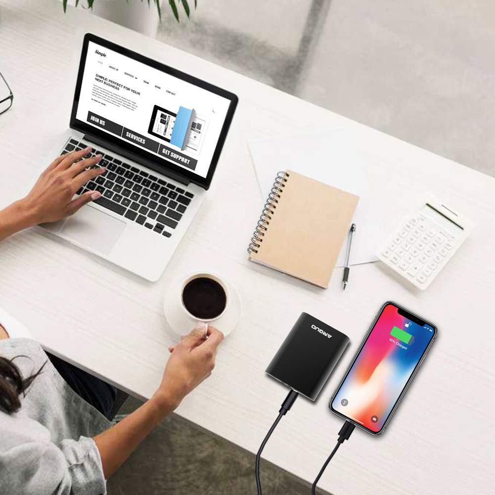 Portable Charger Power Bank 10000mAh Battery Packs-Ultra High Capacity 3-Port Anguo Portable Battery Charger for iPhone, iPad & Other Smart Devices(Black)