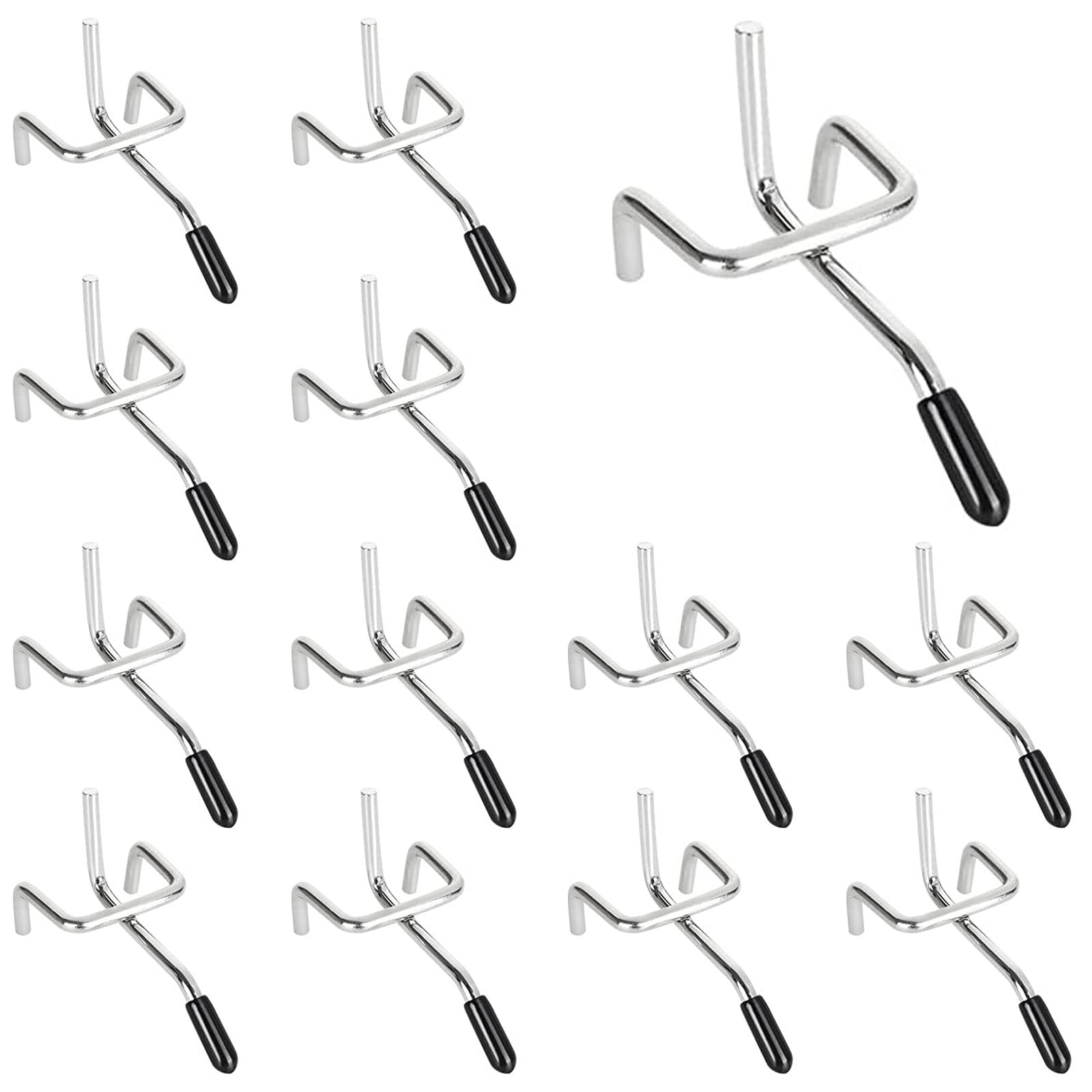 Photo 1 of 25 Pack Pegboard Hooks 2 Inch L Shape Galvanized Metal Heavy Duty Peg Hooks with 50Pcs Rubber Tipped Fit for 1mm/4inch Thick Peg Board Pegboard Hook for Organizer Garage Kitchen Office Store