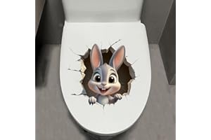LENIUTOR 1pcs 3D Easter Bunny Toilet Decal - Self-Adhesive Waterproof Removable Rabbit Bathroom & Door Wall Sticker, Creative Funny Toilet Tank Sticker, Bathroom Accessories, Home Decor