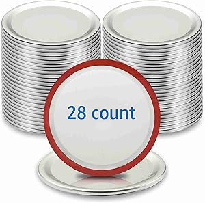 [28-Pack] Wide Mouth Canning Lids, Premium Food Grade Tinplate, Leak Proof for Mason Jar Lids with Silicone Seals Rings, ARTICTERN, Split-Type Lids for Ball, Kerr Jars, 3.38 inches