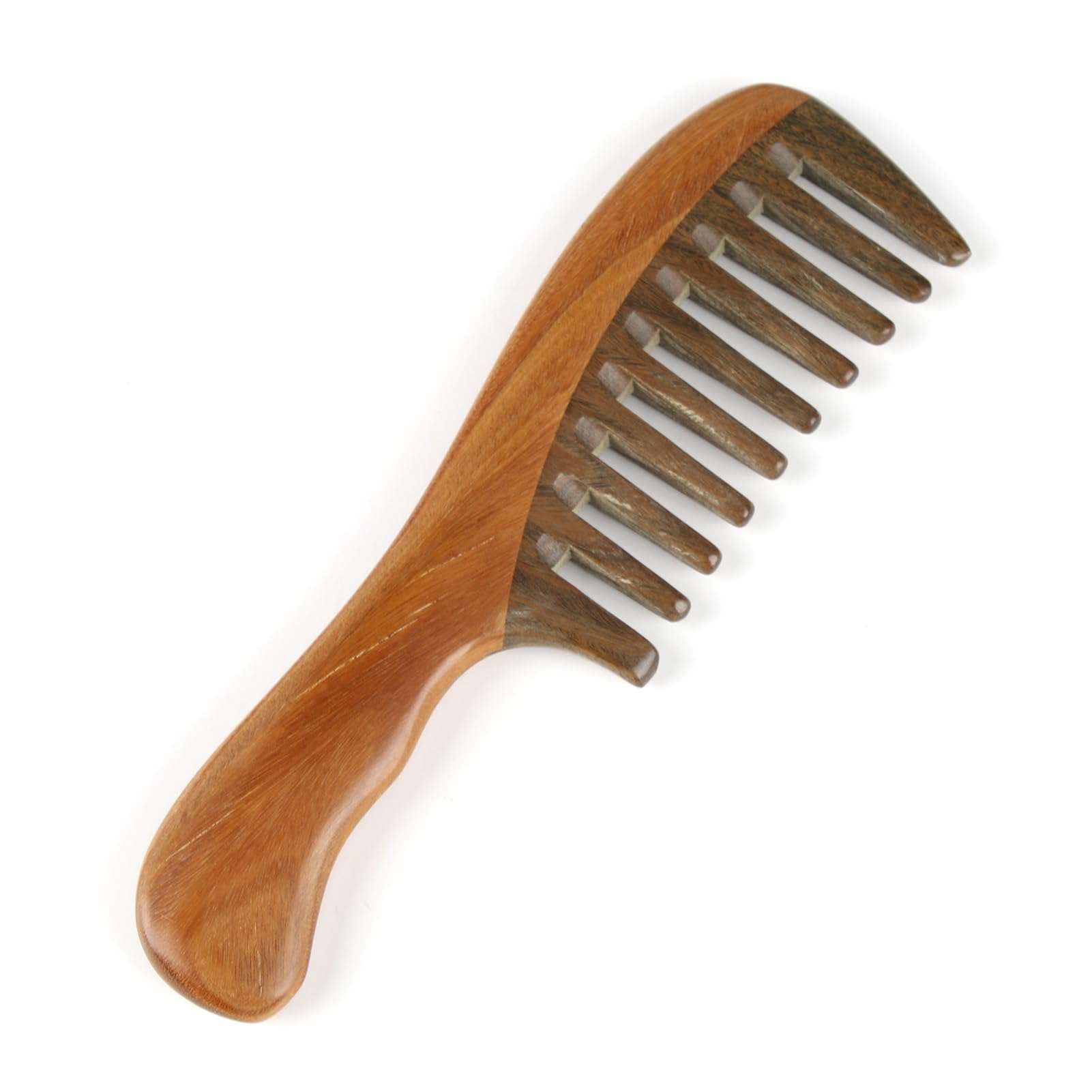 Wooden Wide Tooth Comb, Sandalwood Comb for Hair Women, Quality Wooden Curls No Static Handmade Hair Comb, Bamboo Comb with Handle for Long Hair Short Hair