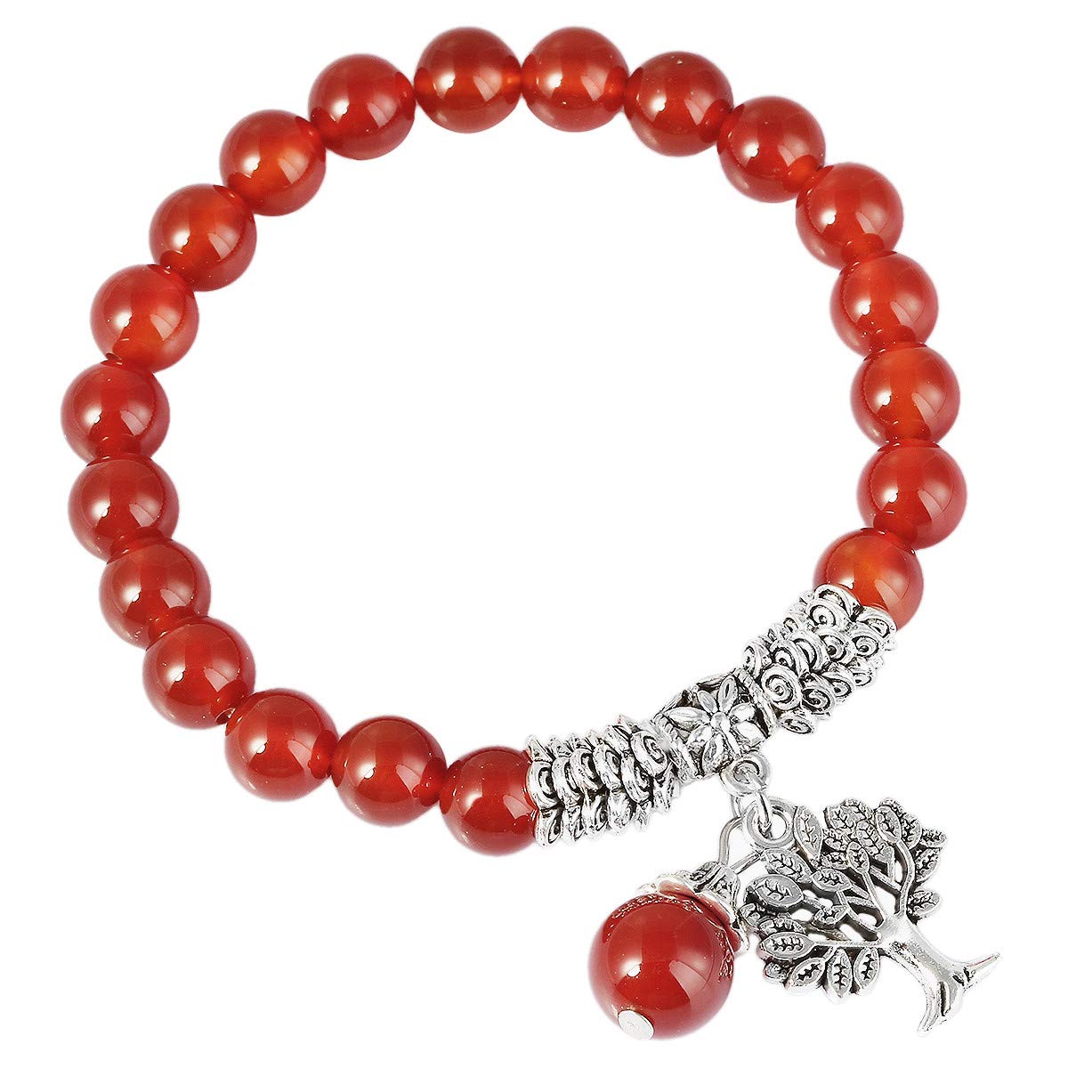 KYEYGWO 8mm Tree of Life Chakra Bracelet, Reiki Healing Balancing Lucky Charm Stretch Stone Beads Bracelet for Unisex