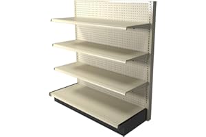 DGS RETAIL Retail Shelving Wall Display with 4 Shelves Beige [Platinum] Single Sided 36”W x 54”H x19”D for Retail Convenience Grocery Office Supply or Liquor Stores, Industrial Grade Made in USA