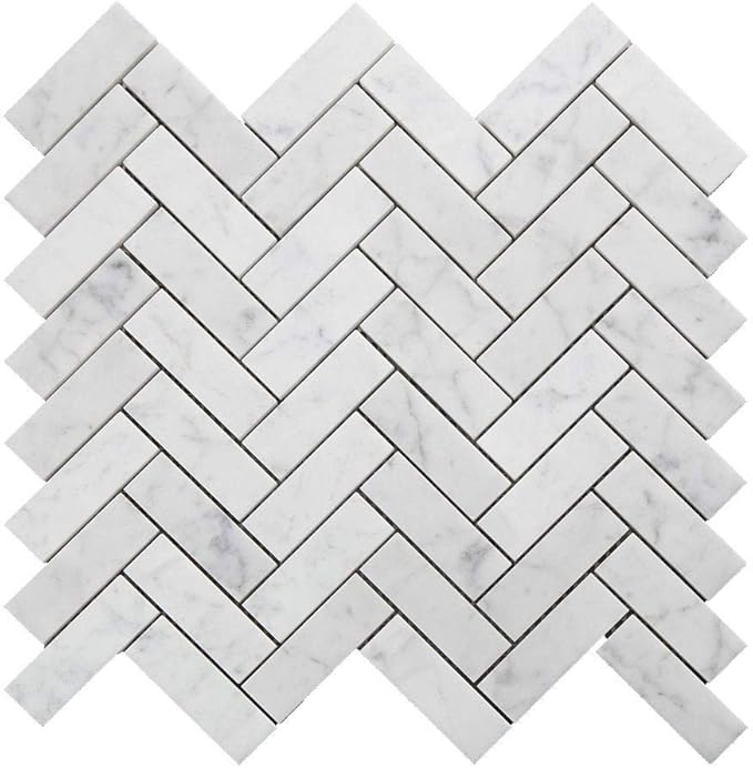Carrara blanco italiano (Bianco Carrara) mármol azulejos de espiga 1 x