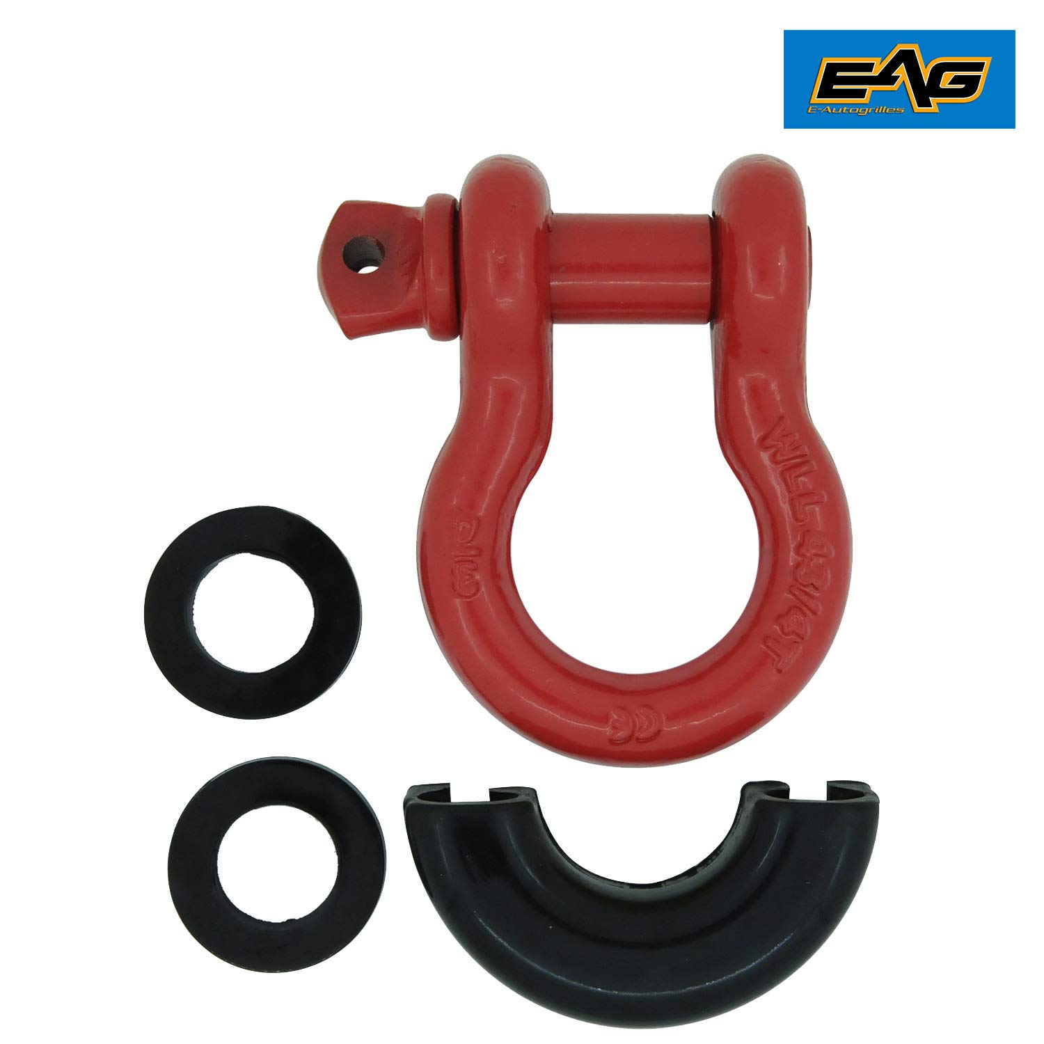 EAG 1 Pair 3/4 Inch Red DRing Shackles 4.75 Ton 9500 Lbs Capacity With