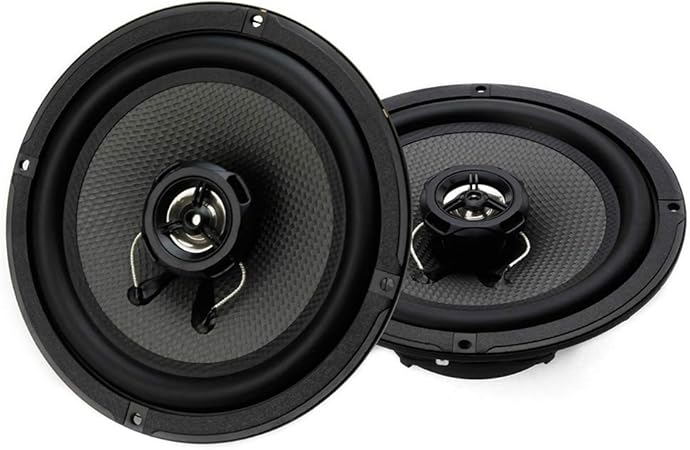 Amazon ハイレゾ対応 2ウェイスピーカー 16cm 6インチ 薄型 防水 コアキシャル スピーカー 黒色 カーボン 2個 バイク用オーディオ パーツ 車 バイク