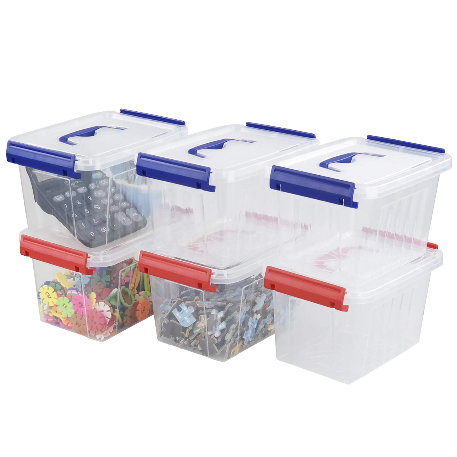 Annkky 6 Packs 3 Liter Clear Storage Boxes, Plastic Small Boxes with Handles and Lids