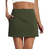 Sarin Mathews Cotton Tennis Skirts for Women Mini Athletic Skort with Pockets Inner Shorts for Golf Running Pickleball