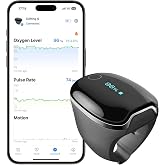 Wellue O2Ring-S Oxygen Monitor with Vibration Reminder, Bluetooth Pulse Oximeter Tracks SPO2 and Pulse Rate, 24 hrs Battery Life, 4*10 Hours Built-in Memory, Rechargeable Pulse Ox with Free PC &amp; APP