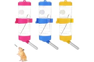 YASYU 3 Pcs Hamster Water Bottles for Cage 250 ml, No Drip Hamster Water Dispenser,Plastic Hanging Small Animal Drinking Bottles, Water Feeder for Chinchillas, Bunny,Rabbit, Guinea Pig, Rat, Gerbil