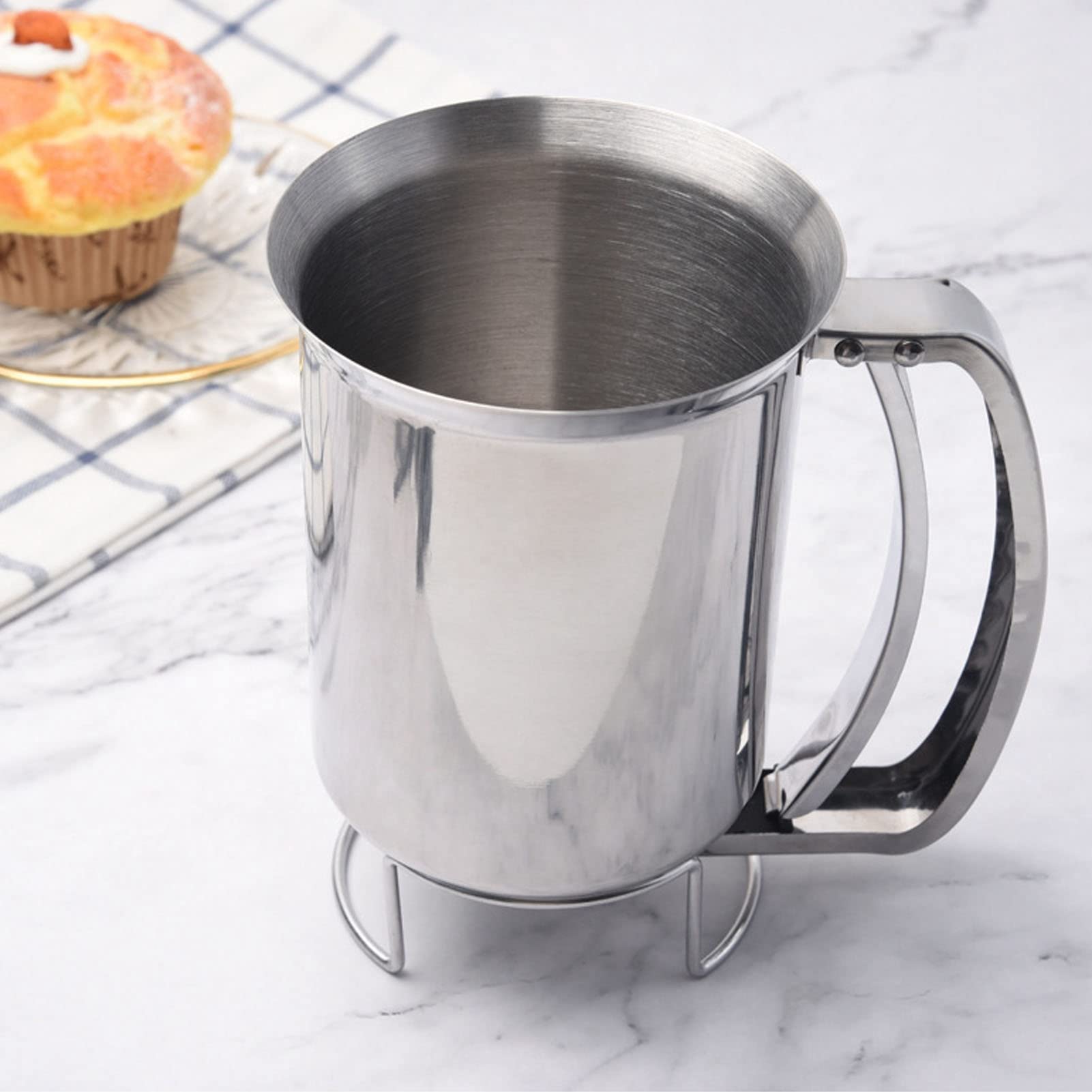 Pancake Batter Dispenser, Cupcake Batter Dispenser, 1000ml Handheld Stainless Steel Pancake Pourer for Pancakes, Waffles, Muffins, and Crepes