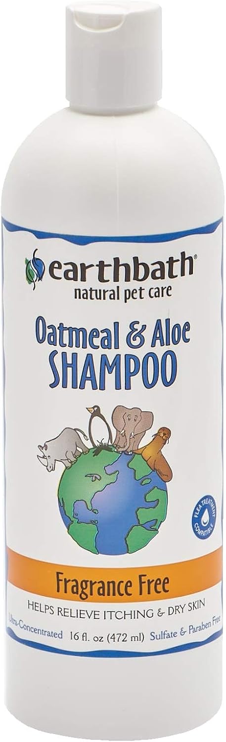 Earthbath Fragrance Free Dog Shampoo, Oatmeal and Aloe, 472 ml, Oatmeal and Aloe Fragrence Free, 472 ml (Pack of 1)