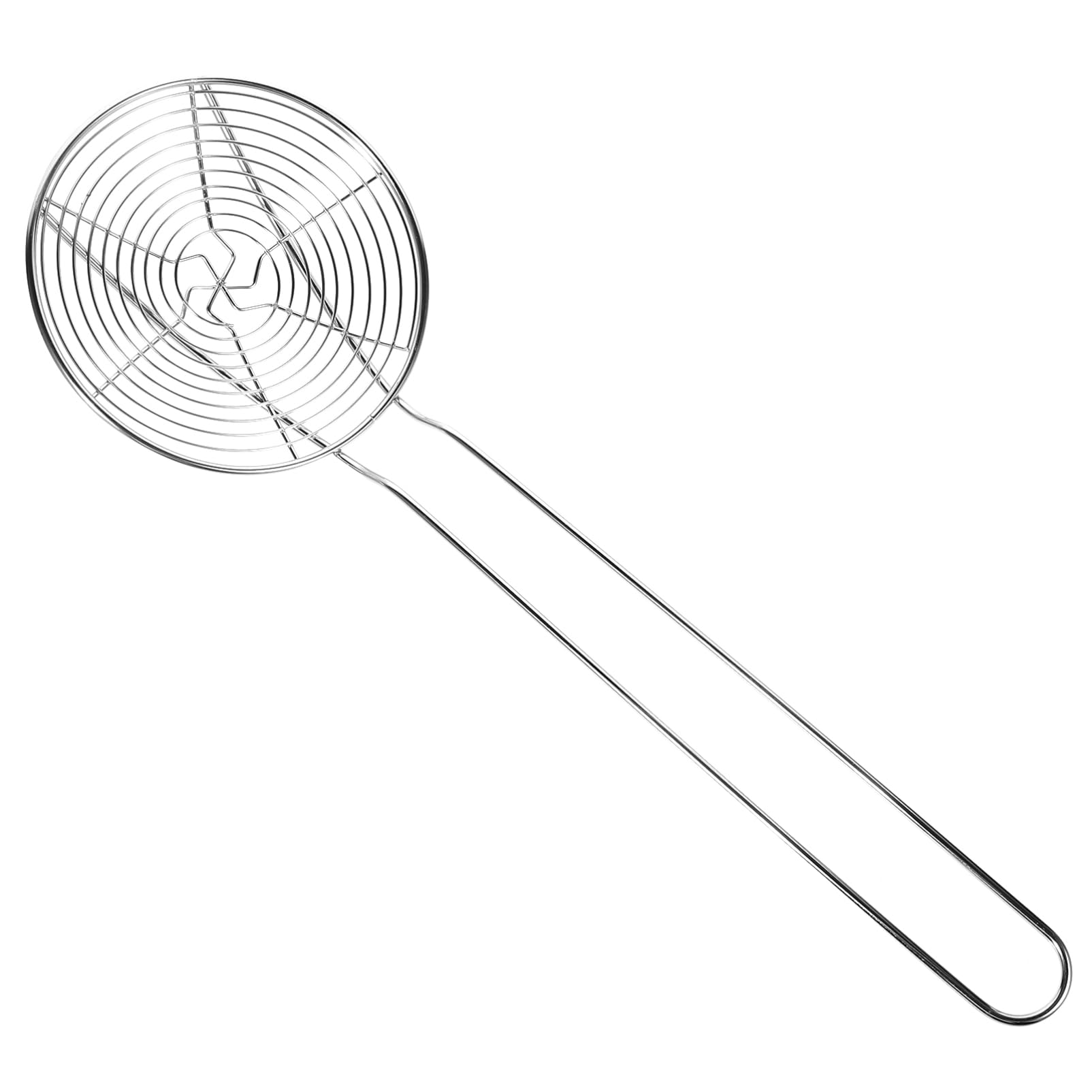 AUTSUPPL Stainless Steel Colander Hot-Pot Strainer, Long Handled Mesh Sieve for Noodles, Dumplings, and Oil, Silver, 17.1 X 5.4 X 1.6 Inches