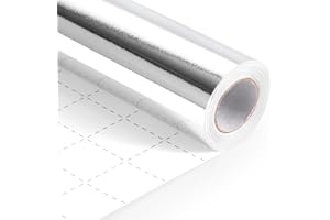 DONYANG Silver Wrapping Paper, 17inch x 33ft Solid Color Metallic Lustre Paper, Silver Gift Wrapping Paper with Grid Cutting Lines Perfect for Birthday, Wedding, Valentine's Day, Christmas, Baby Shower