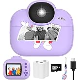 Kids Camera Toys, Instant Print Camera for Kids, Toddler Cameras for Girls Boys,1080P HD Digital Cameras, Portable Travel Toys for Girls 4 5 6 7 8 9 10 Year Old with SD Card (Purple)