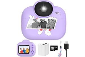 YINOCHE Kids Camera Toys, Instant Print Camera for Kids, Toddler Cameras for Girls Boys,1080P HD Digital Cameras, Portable Travel Toys for Girls 4 5 6 7 8 9 10 Year Old with SD Card (Purple)