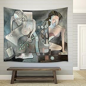The Age of Learning - Oil on Board - Fabric Wall Tapestry Home Decor - 51x60 inches