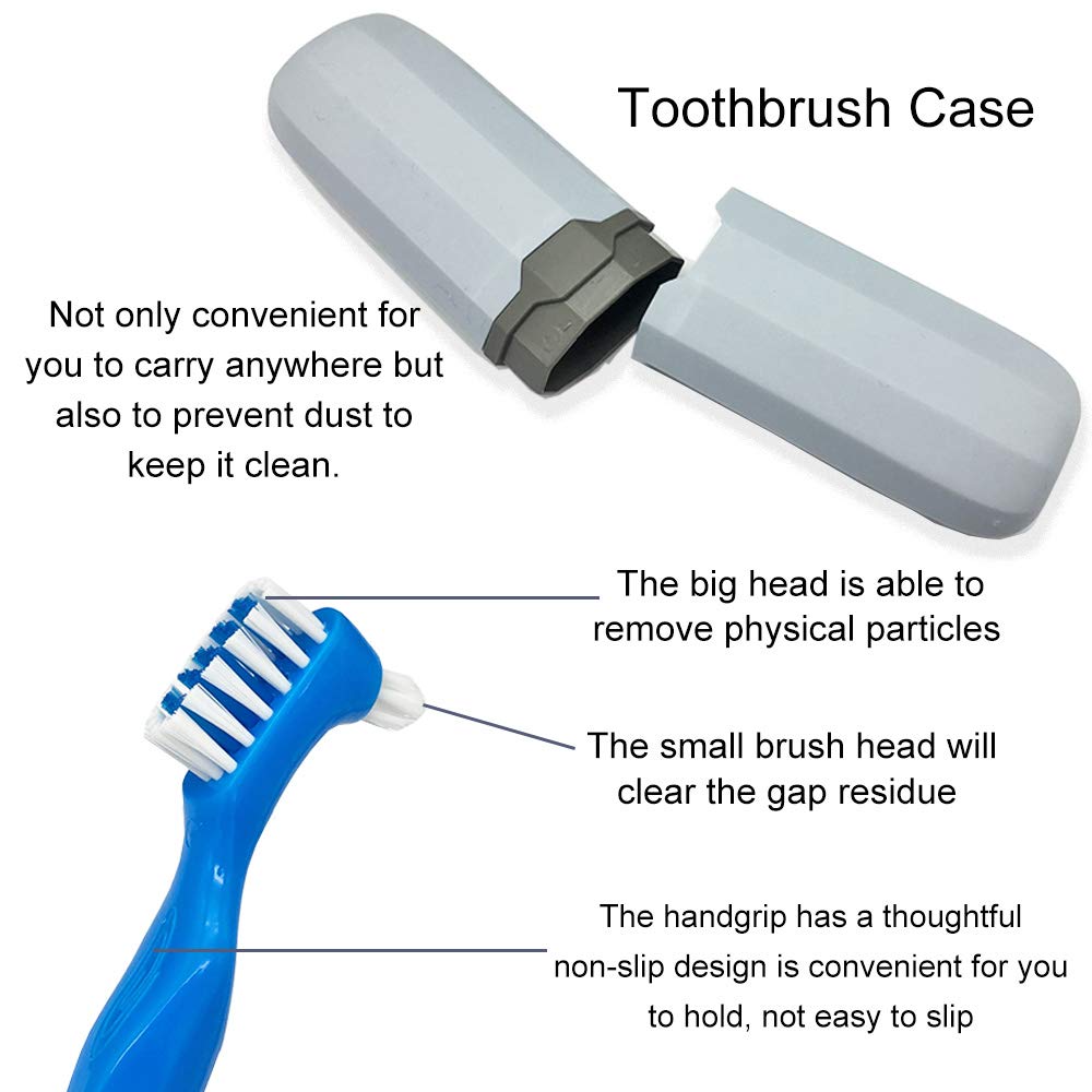 Denture Case Kit, 2 Denture Bath Cups with 2 Denture Brush & 2 Portable Toothbrush Box, Denture Brush Retainer Bath with Lid, Retainer Cleaning Denture Boxes, Toothbrush Kit for Travel : Beauty