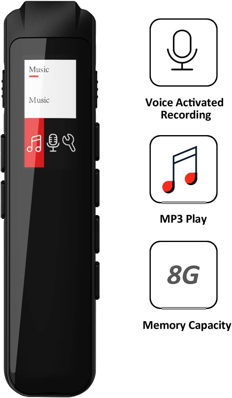 Digital Voice Activated Recorder Mini Audio Recorder Voice Recorder for Lectures & Meeting Portable 8GB | MP3