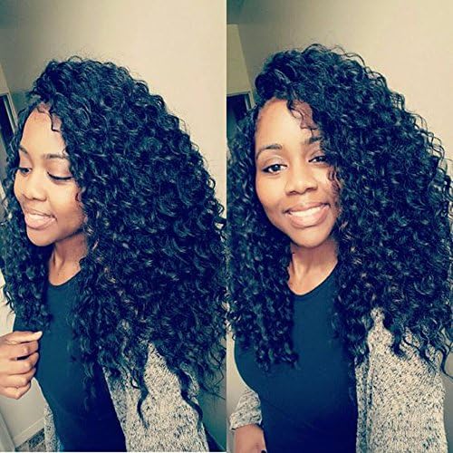 Evlynn Hair Curly Wave Full Lace Human Hair Wigs Glueless 130% Density Brazilian Virgin Wigs with Baby Hair for Black Women Natural Black 10Inch