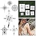 Tattify Assorted Compass Temporary Tattoos - Never Eat Soggy Waffles (Set of 12 Tattoos - 2 of each Style) - Individual Styles Available and Fashionable Tattoos