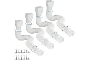 plusgutter 4 Pack Rain Gutter Downspout Extensions Flexible, Drain Downspout Extender,Down Spout Drain Extender, Gutter Connector Rainwater Drainage,Extendable from 21 to 68 Inches(White)
