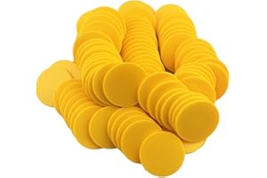 Smartdealspro Set of 100 1 1/2 Inch Opaque Poker Chips Plastic Learning Counters Game Tokens with Storage Box (Yellow)