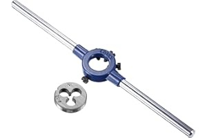 uxcell Round Die Stock Handle Wrench Set, #8-32 UNC Threading Die and 20mm Die Holder (Fits: 11mm-20mm OD Die / M3-M4 Thread 