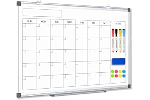AMUSIGHT Double-Sided Whiteboard Calendar, 24" x 18" Dry Erase Calendar for Wall, Aluminum Frame White Board Planner Monthly 
