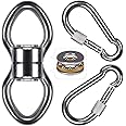 SELEWARE Silent Bearing Swing Swivel with 2 Carabiners, 360° Rotational Device Hanging Accessory for Tree Swing, Hammock Chair, Climbing Rope, Yoga, Kids Swing Swivel,1200LB Capacity