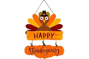 HAROONI Turkey Wall Decor - Fall Harvest Door Hanging Sign and Plaque, 14.5"x11.5", Autumn and Turkey Decorations