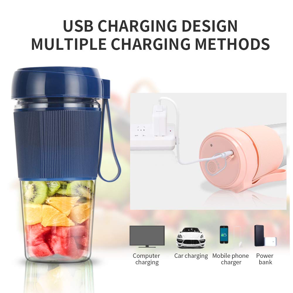 Portable Mini Fruit Juice Blender - DigitalLife Rechargeable Fruit Juice Mixer for Weaning food/Milkshake/Smoothie - Blender Cup for Home/Outdoors (300ml)